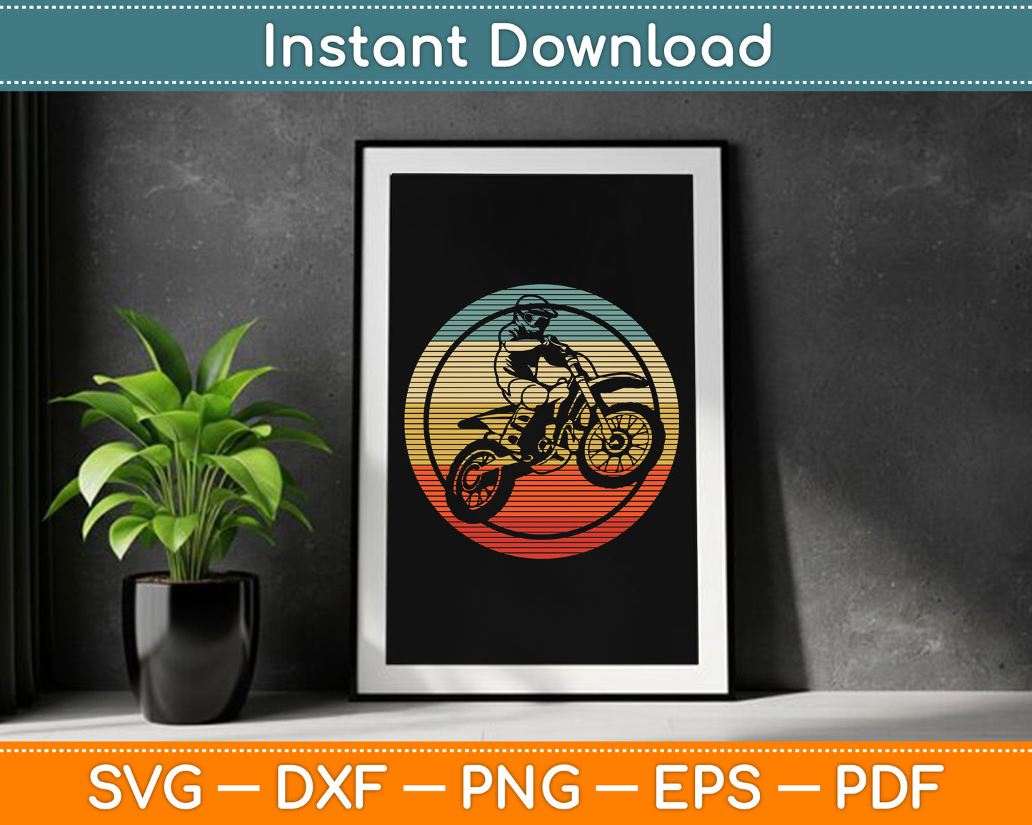 Vintage Motocross Dirt Bike Enduro Biker SVG PNG Digital Cutting File