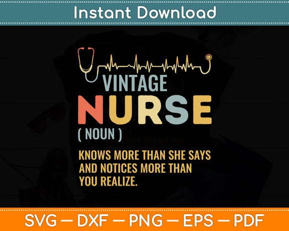 Vintage Nurse Definition Hospital Medical Registered Nursing Svg Digital Cutting File