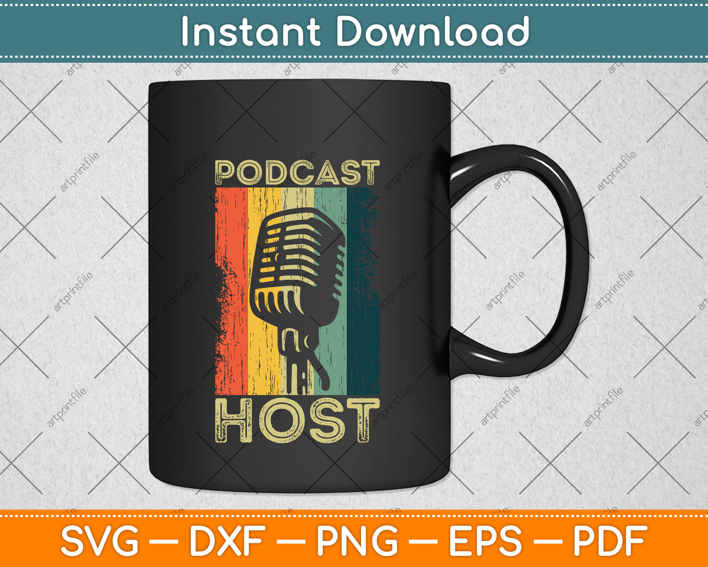 Vintage Podcaster Hosting Svg Png Dxf Digital Cutting File