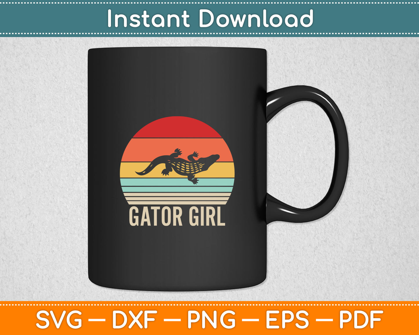 Vintage Retro Gator Girl Reptile Alligator Svg Digital Cutting File