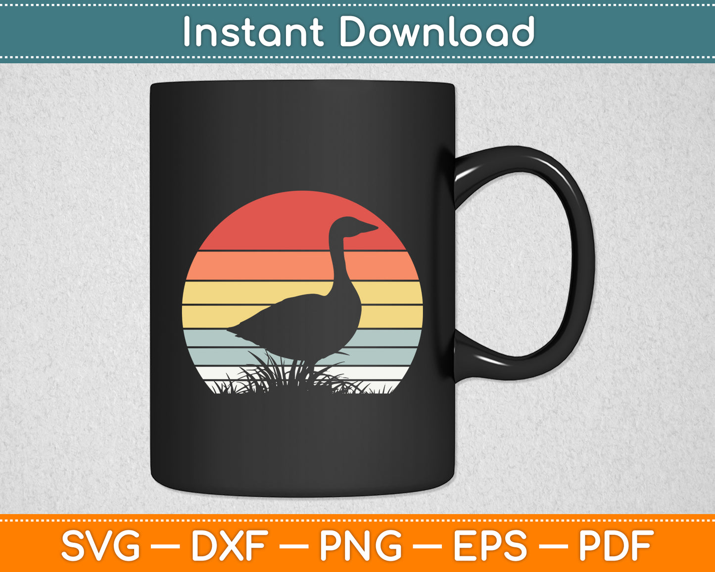 Vintage Retro Goose Duck Svg Png Dxf Digital Cutting File