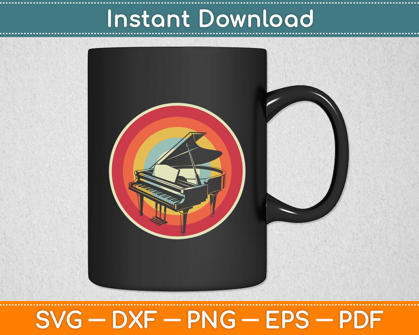 Vintage Retro Piano Lover Svg Digital Cutting File