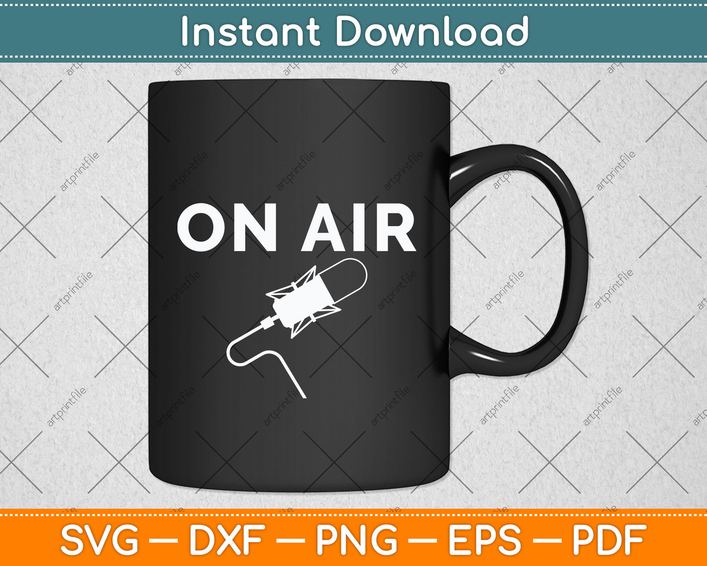 Vintage Retro Style Microphone On Air Radio Podcast Svg Png Dxf Digital Cutting File
