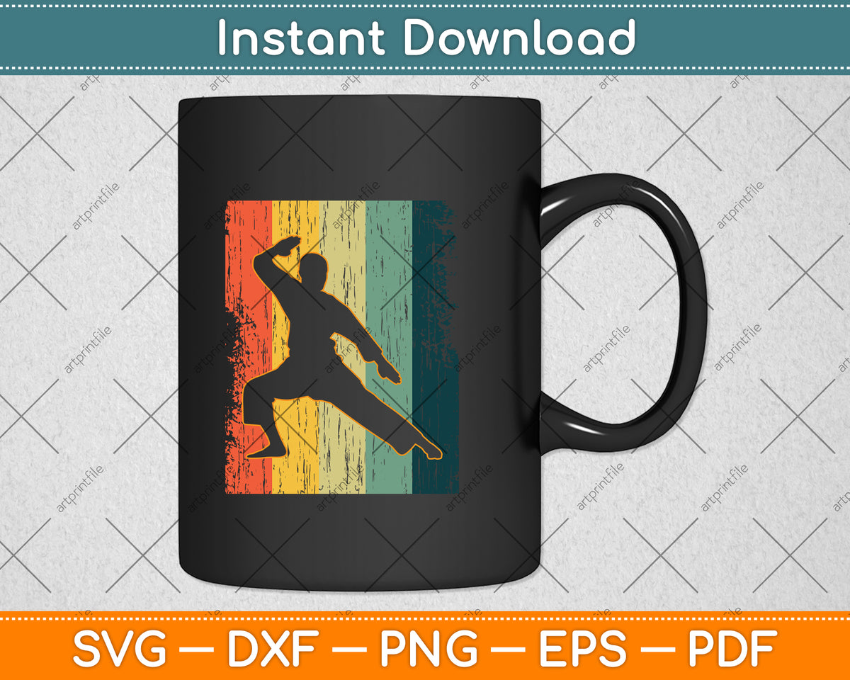 Vintage Retro Taekwondo Karate Svg Png Dxf Digital Cutting File