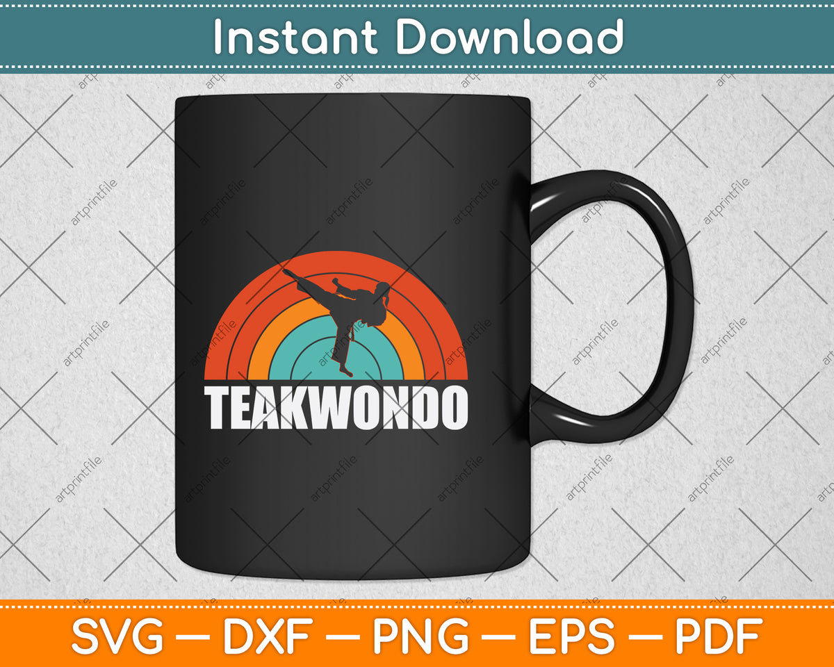 Vintage Retro Taekwondo Svg Png Dxf Digital Cutting File