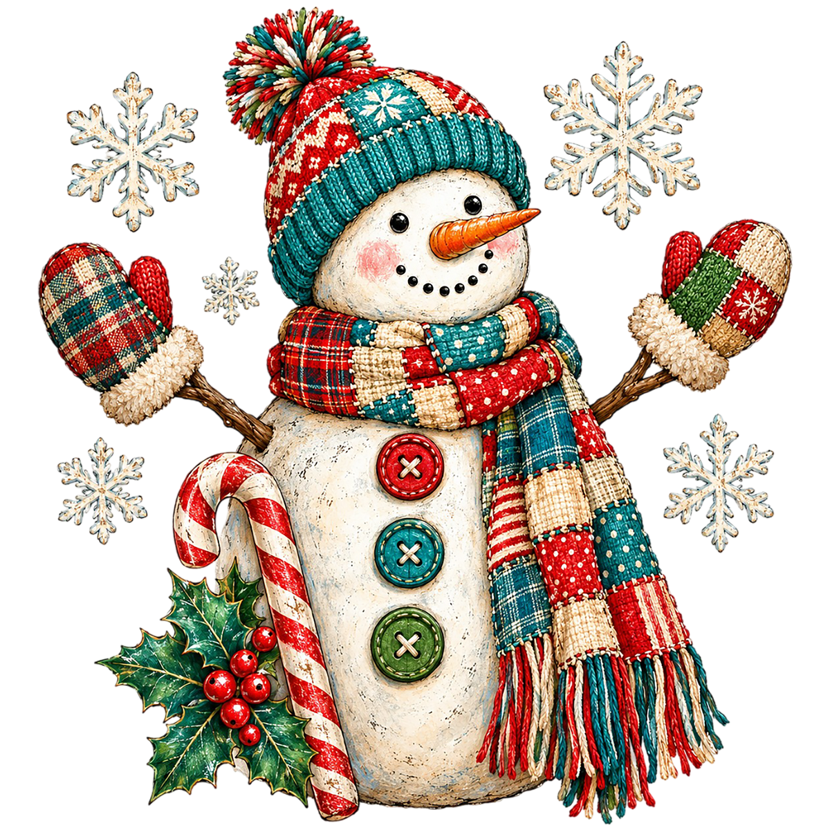 Vintage Snowman Christmas PNG