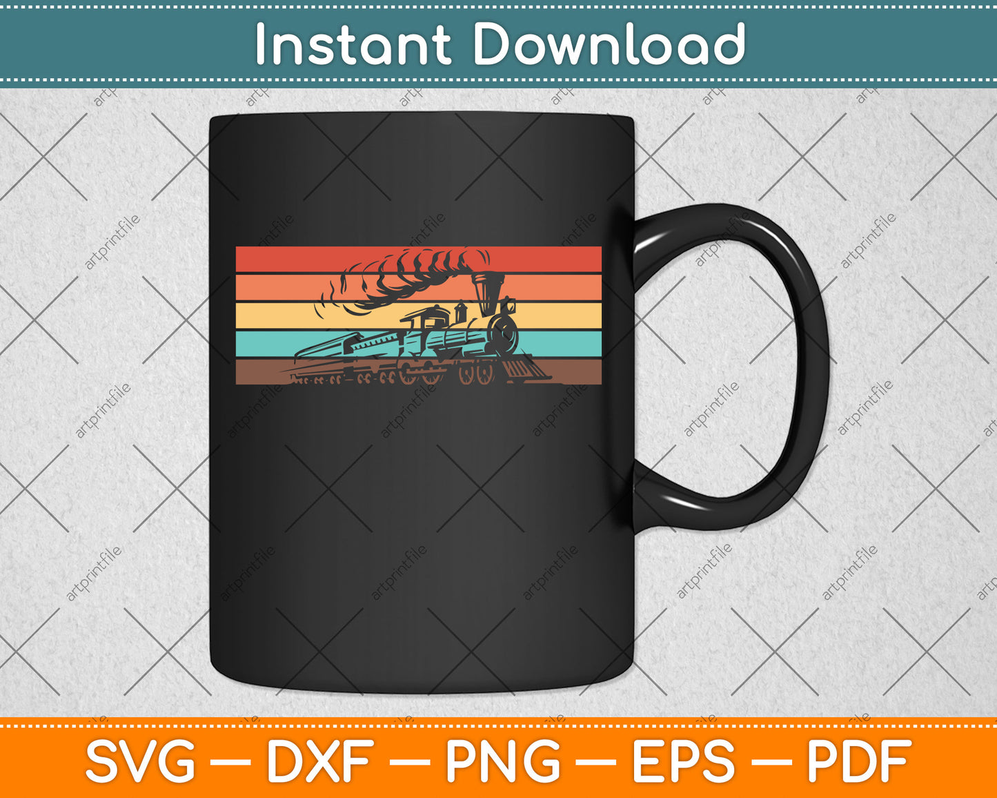 Vintage Train Railroad Retro Svg Png Dxf Digital Cutting File