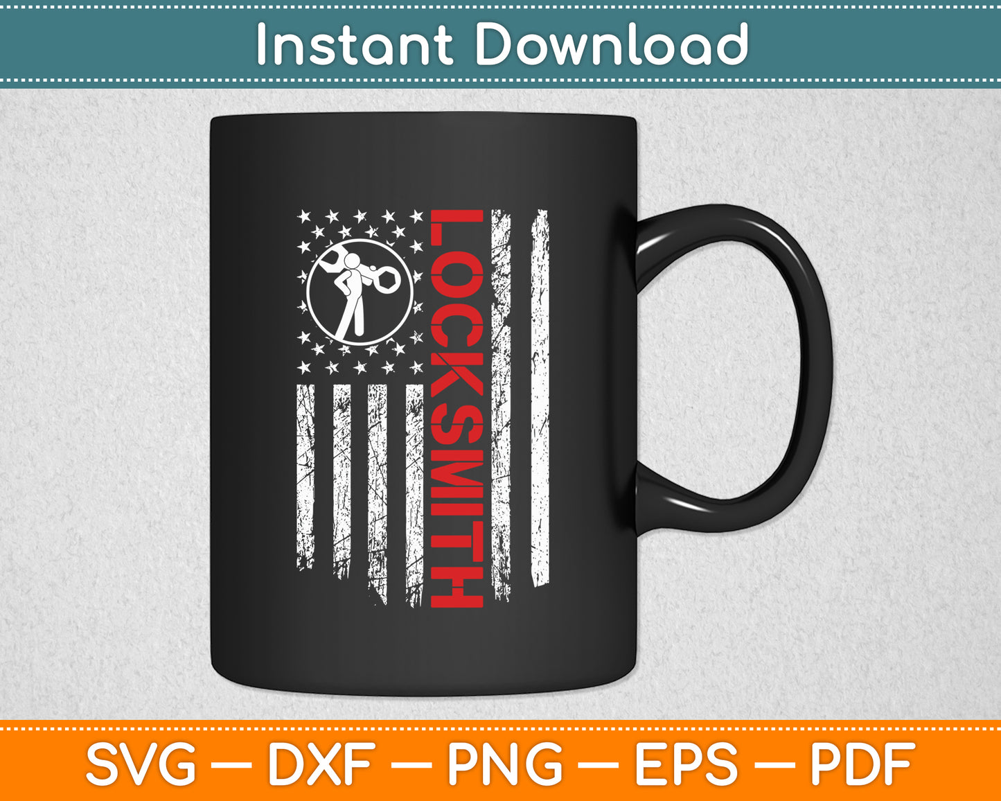Vintage USA Locksmith American Flag Patriotic Funny Svg Digital Cutting File