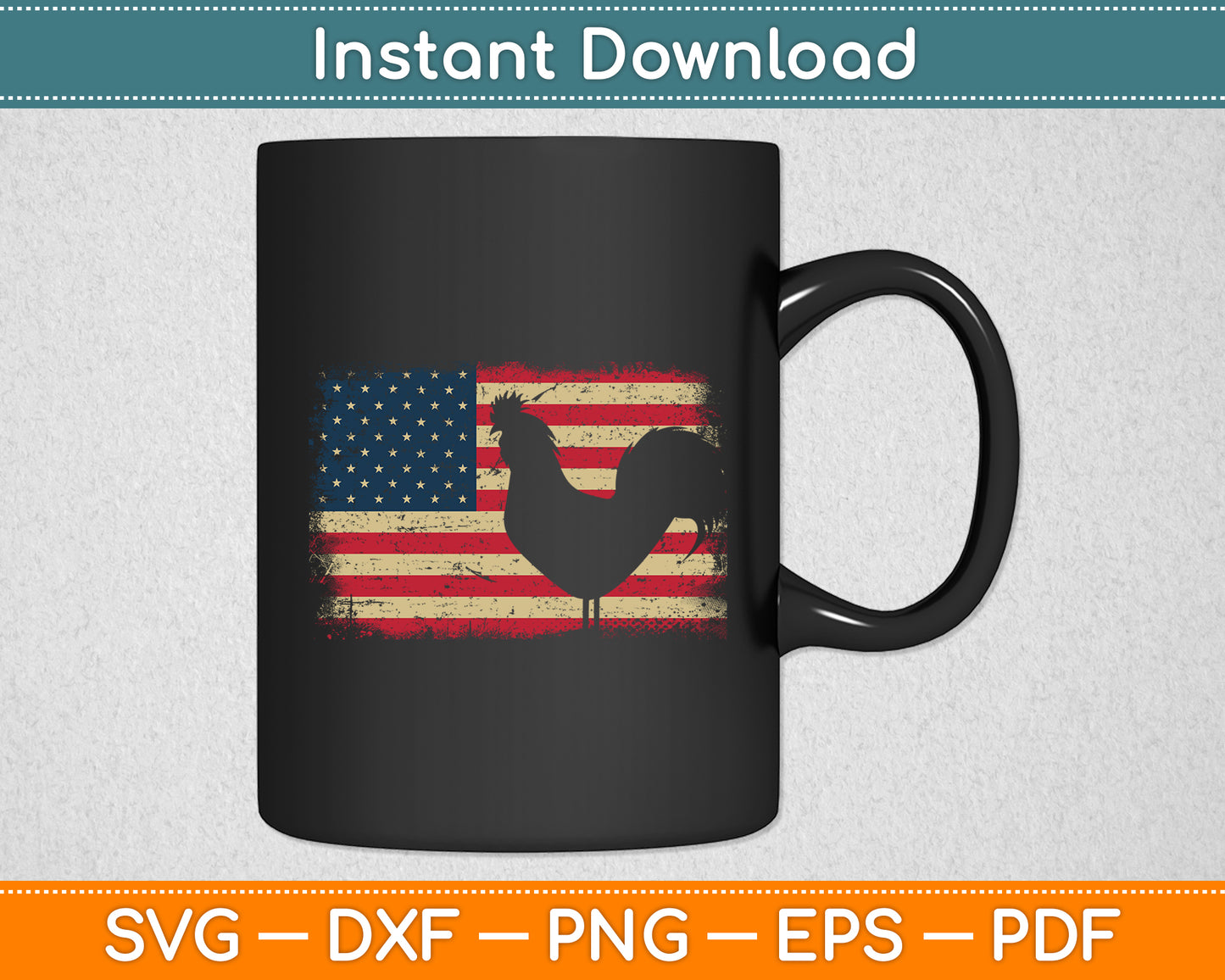 Vintage US Flag Cock Fight Svg Png Dxf Digital Cutting File