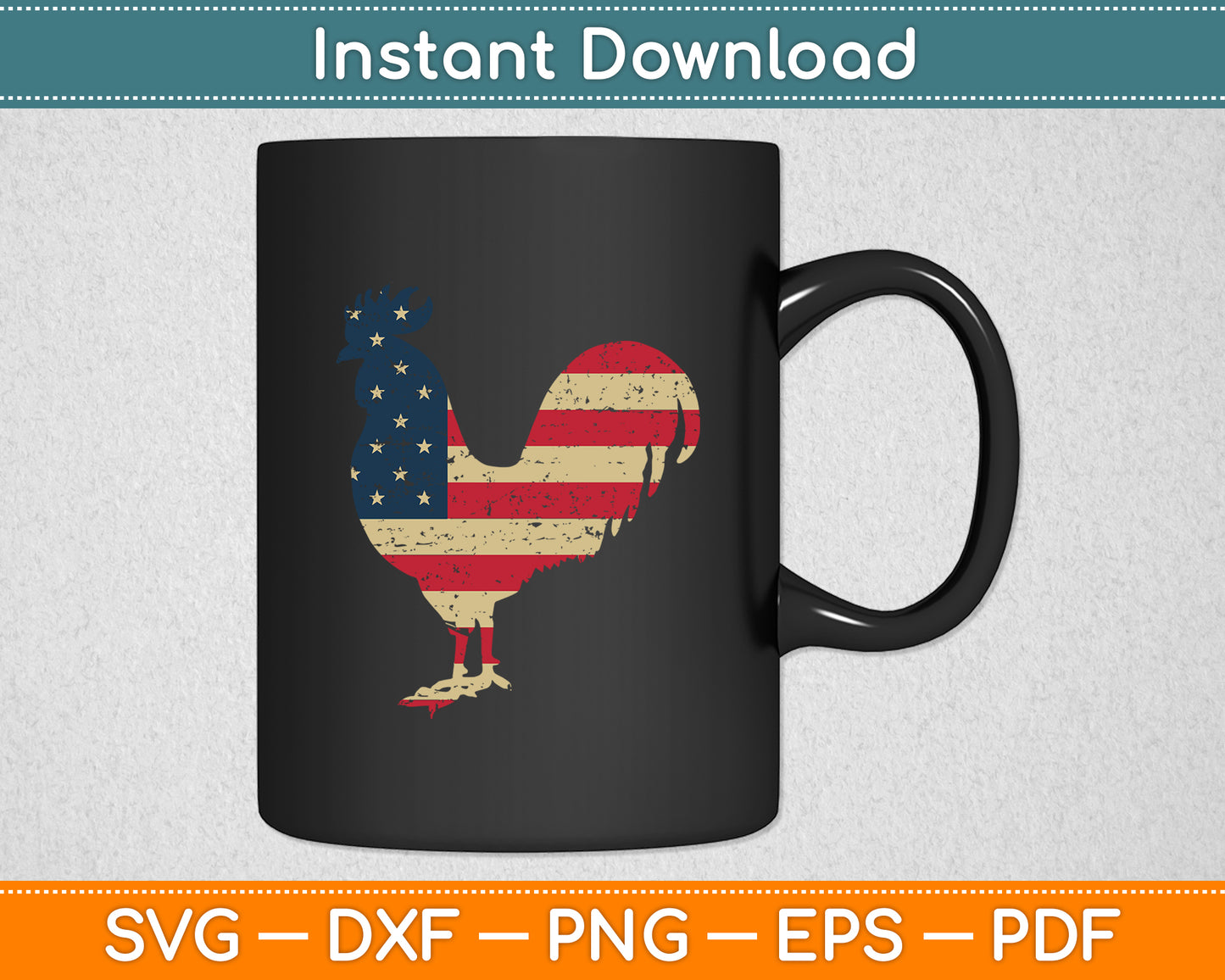 Vintage Gamefowl American Flag Distressed Gallegos Rooster Svg Digital Cutting File