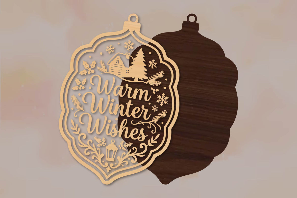 Warm Winter Wishes Christmas Ornament SVG