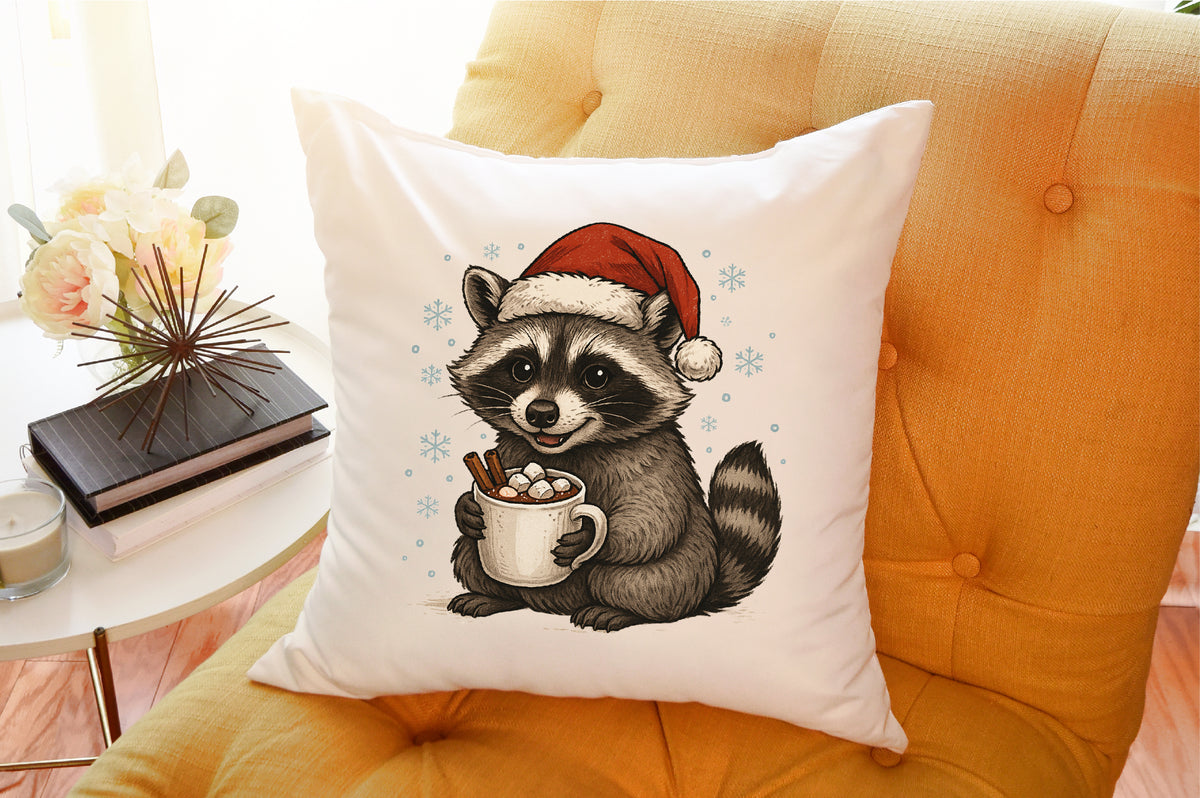 Watercolor Christmas Raccoon PNG Clipart
