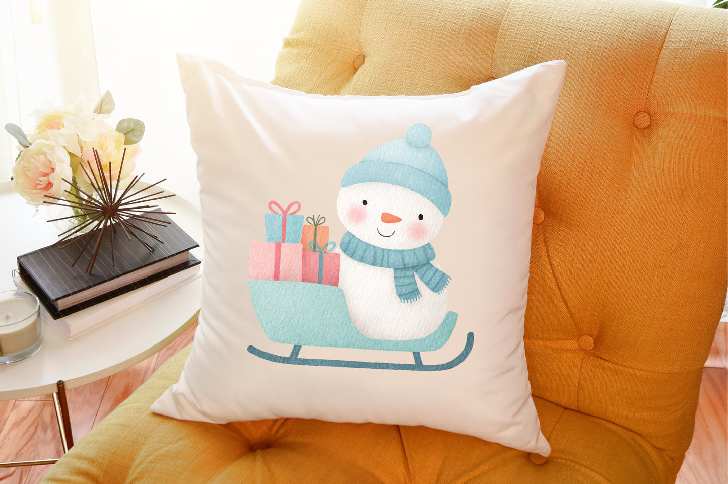 Watercolor Christmas Snowman Clipart PNG Bundle