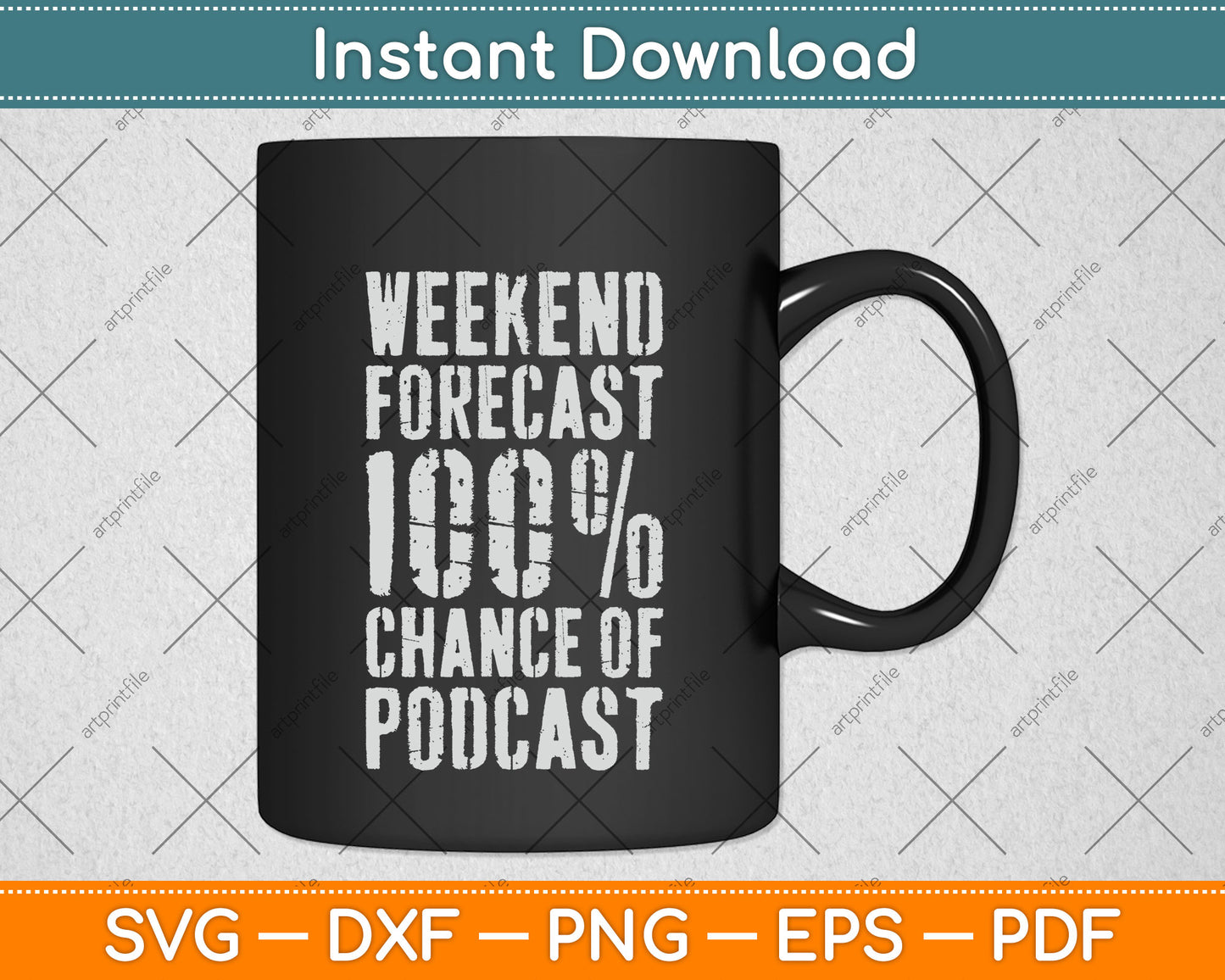 Weekend Forecast Podcast Microphone Podcast Svg Png Dxf Digital Cutting File