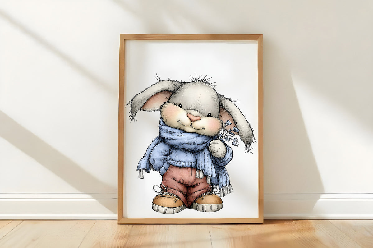 Whimsical Christmas Bunny Clipart PNG