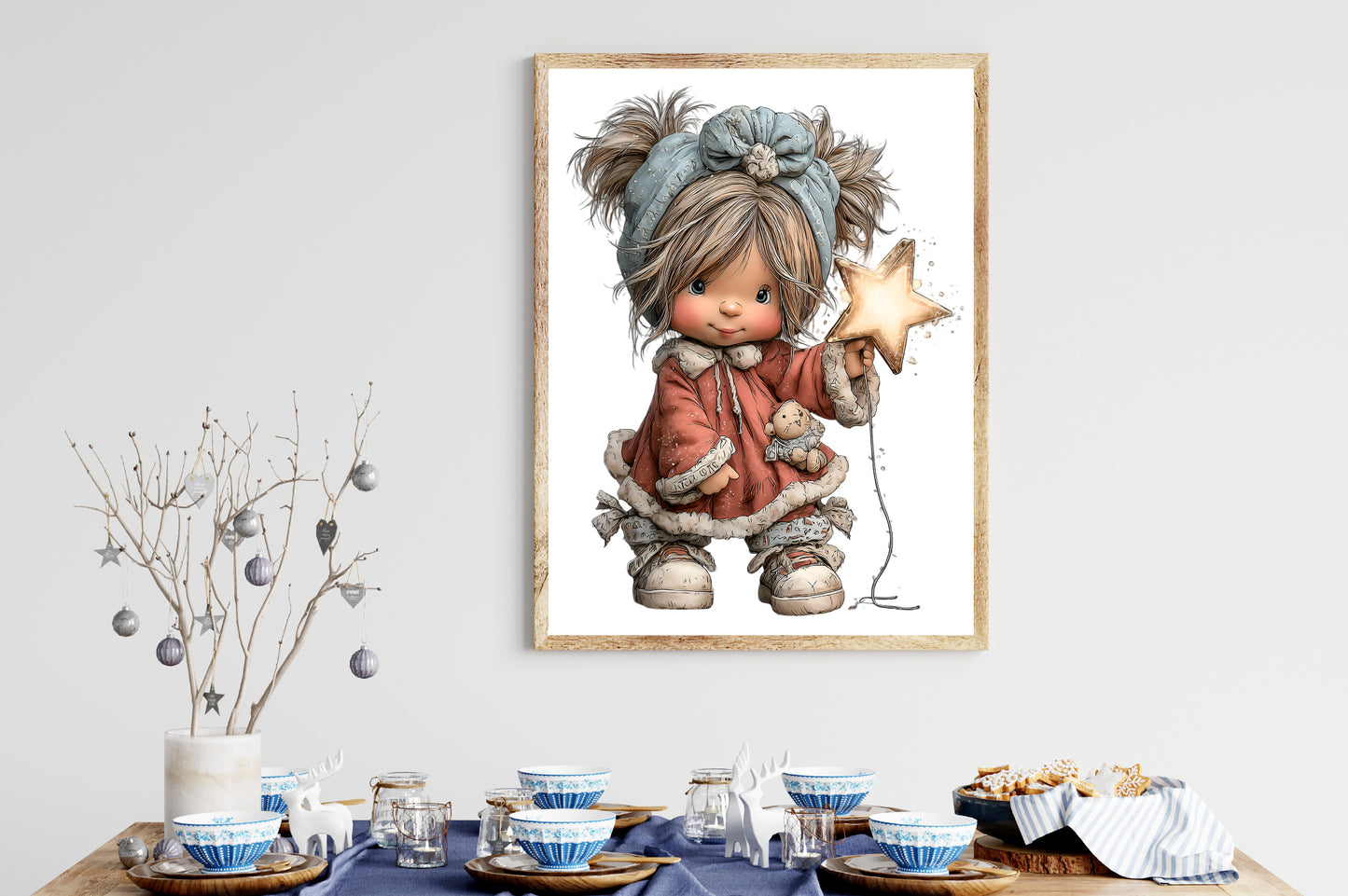 Whimsical Christmas Cute Toddler Girl Clipart PNG Bundle | Adorable Watercolor Holiday Little Girl | Festive Winter Girl PNG