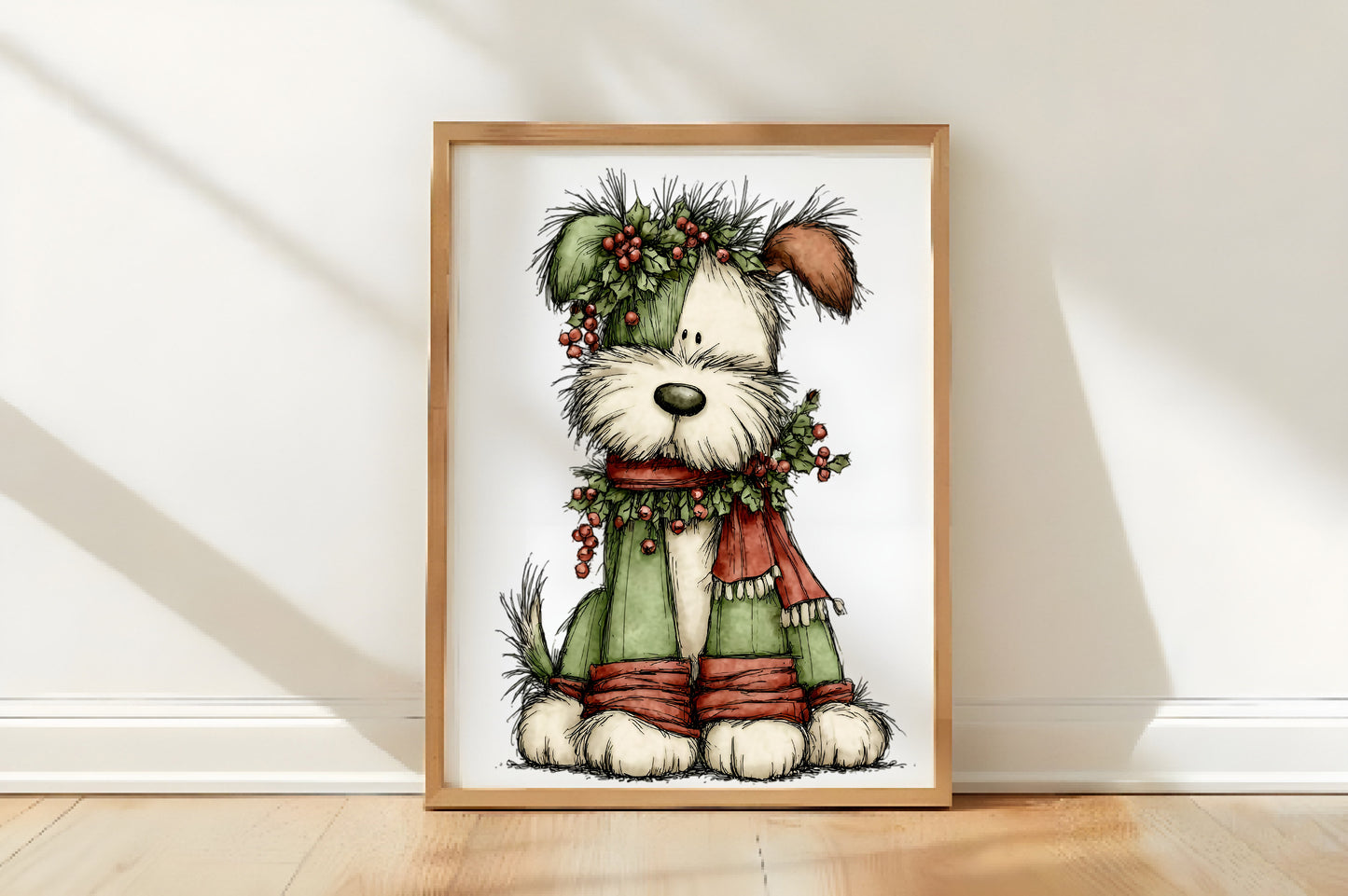 Whimsical Christmas Dog Clipart PNG Sublimation