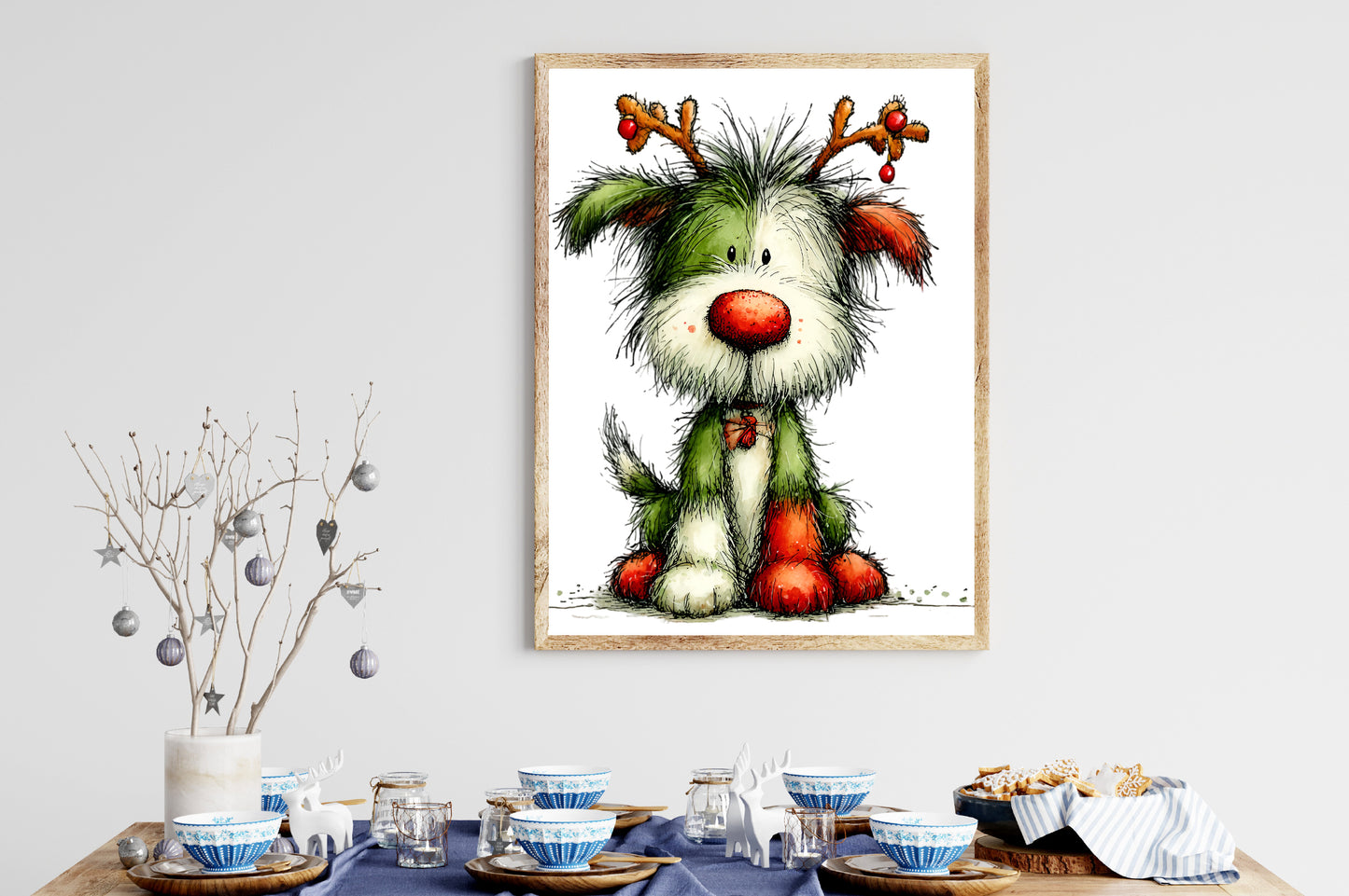 Whimsical Christmas Dog Clipart PNG Sublimation