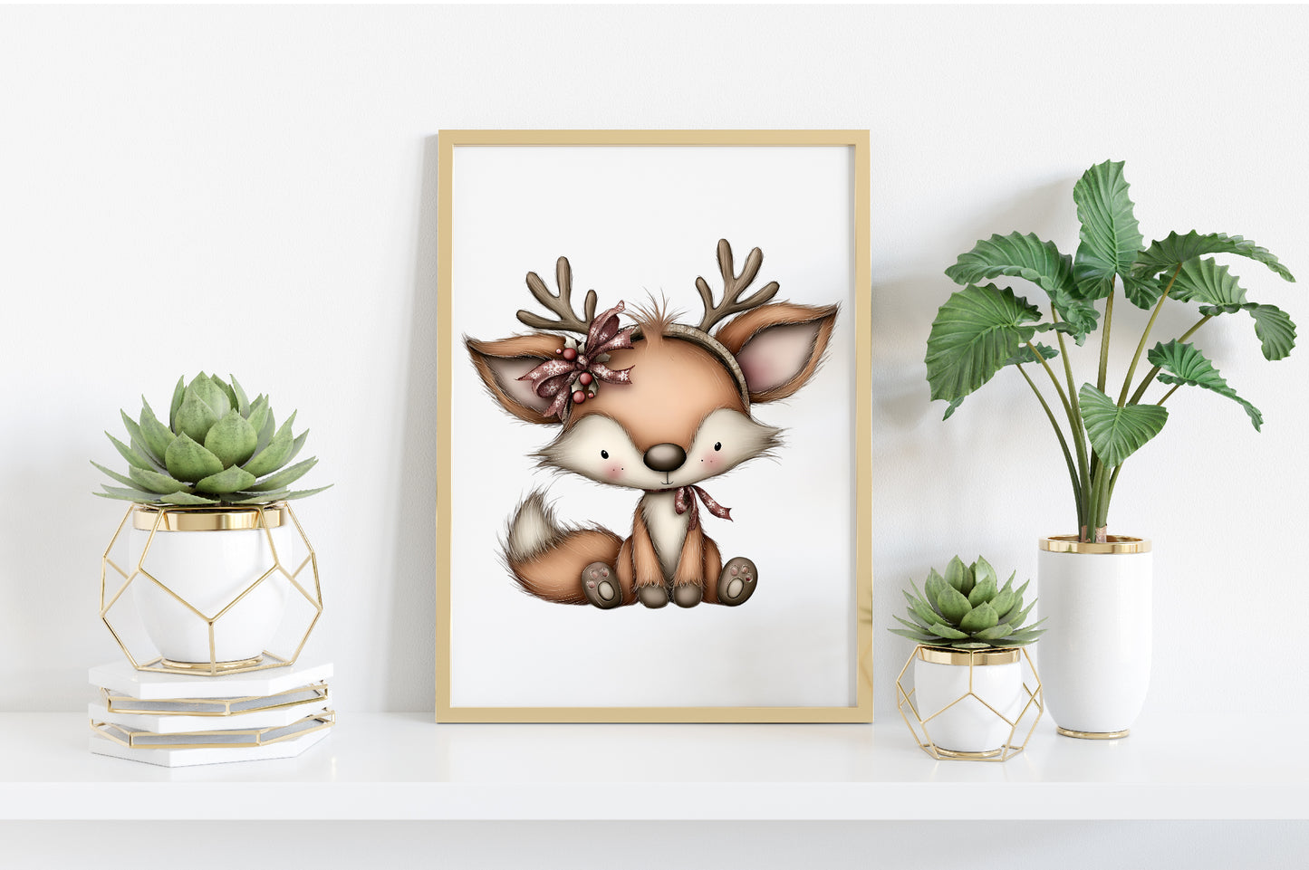 Whimsical Christmas Fluffy Fox Clipart PNG Bundle | Cute Watercolor Holiday Fox Clipart