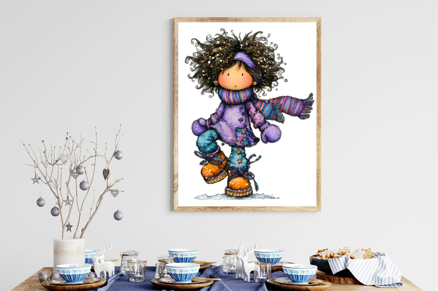 Whimsical Christmas Girl Clipart PNG Sublimation