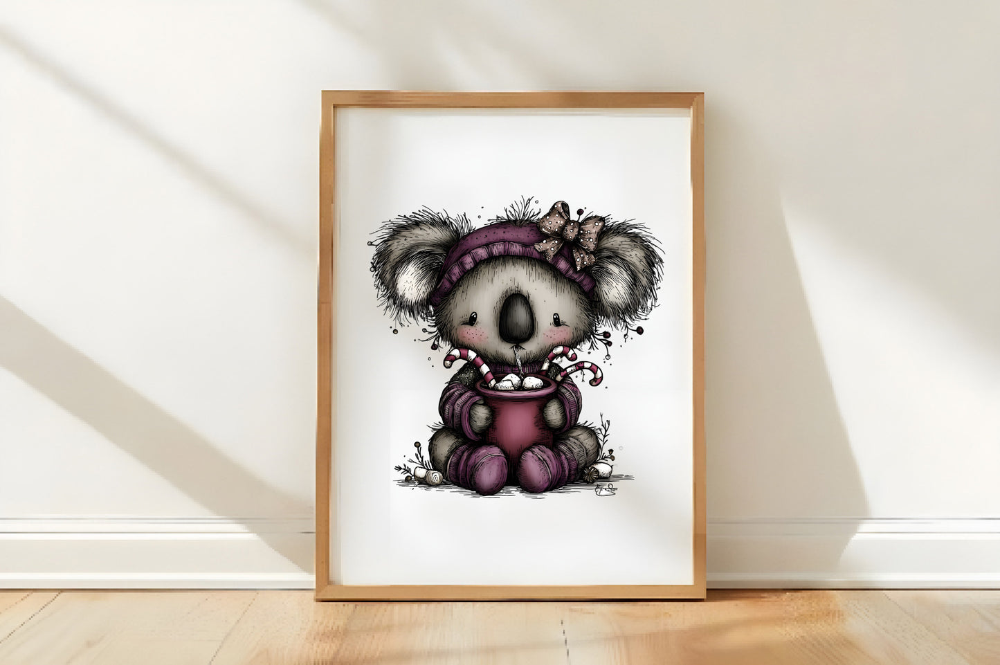 Whimsical Christmas Koala Clipart PNG Bundle | Cute Watercolor Holiday Koala Clipart | Festive Winter Koala PNG