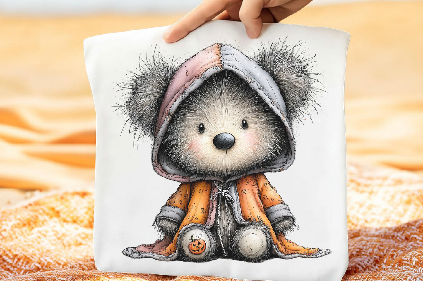 Whimsical Halloween Teddy Bear PNG Cute Spooky Trick or Treat Clipart