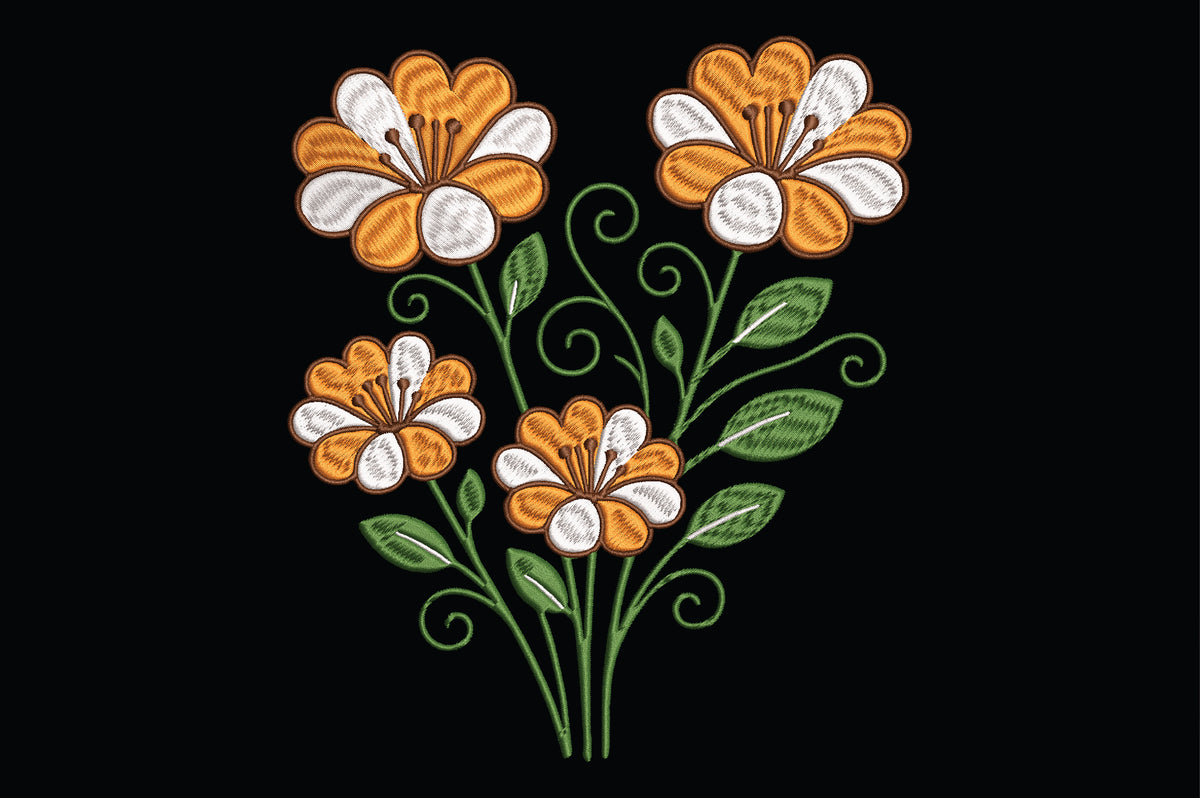 White and Yellow Floral Embroidery