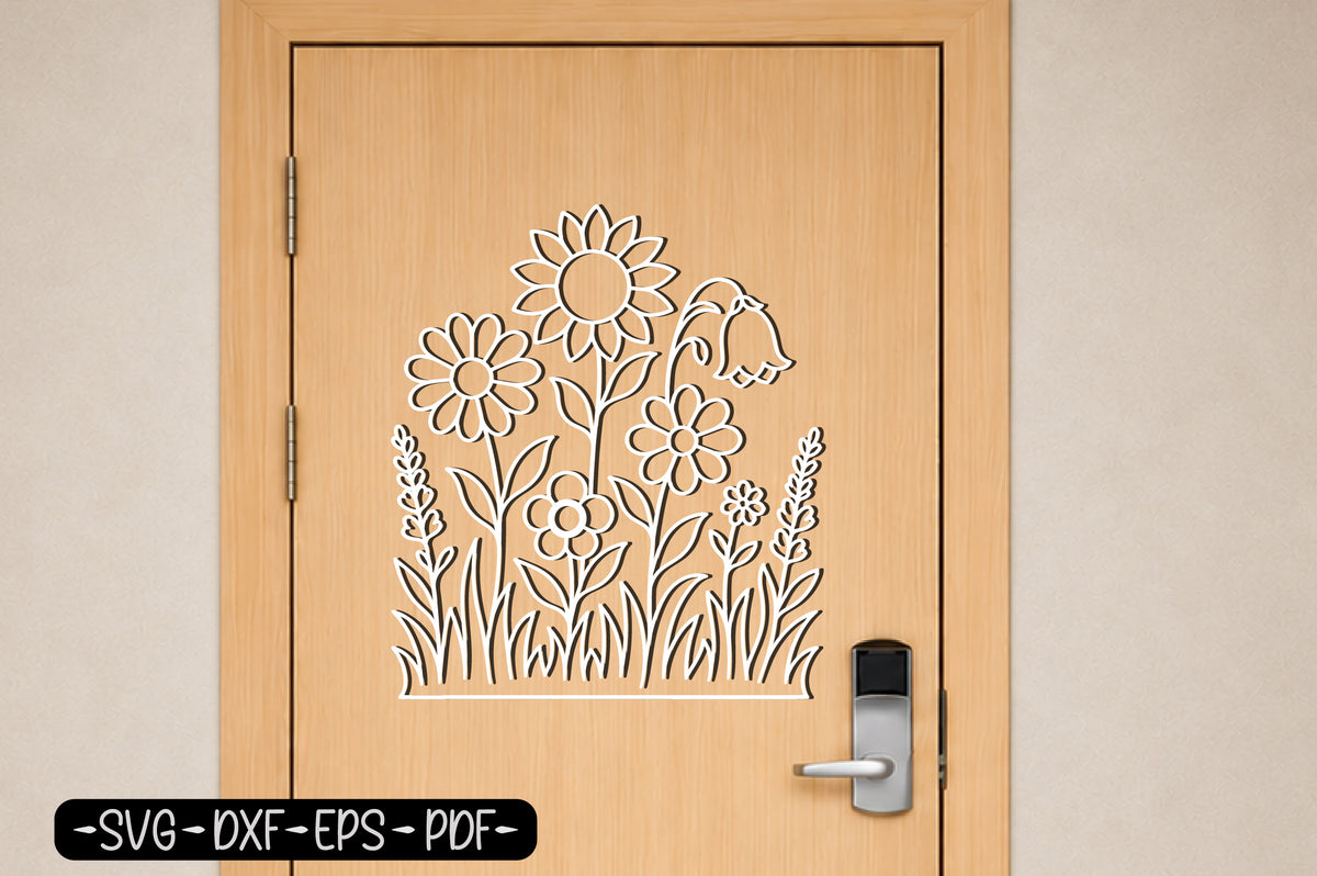 Wildflower Garden Laser Cut SVG | Floral Garden Wall Art Cut File