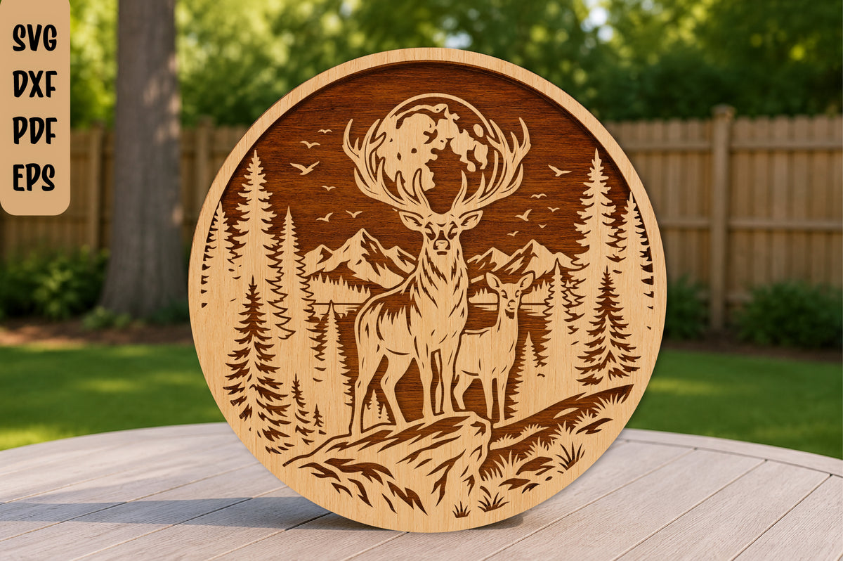 Wildlife Forest Deer Laser Cut SVG
