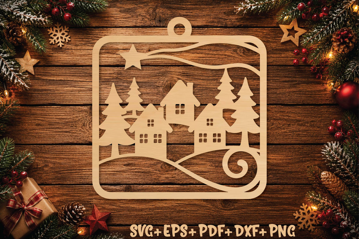 Winter Village Christmas Ornament SVG