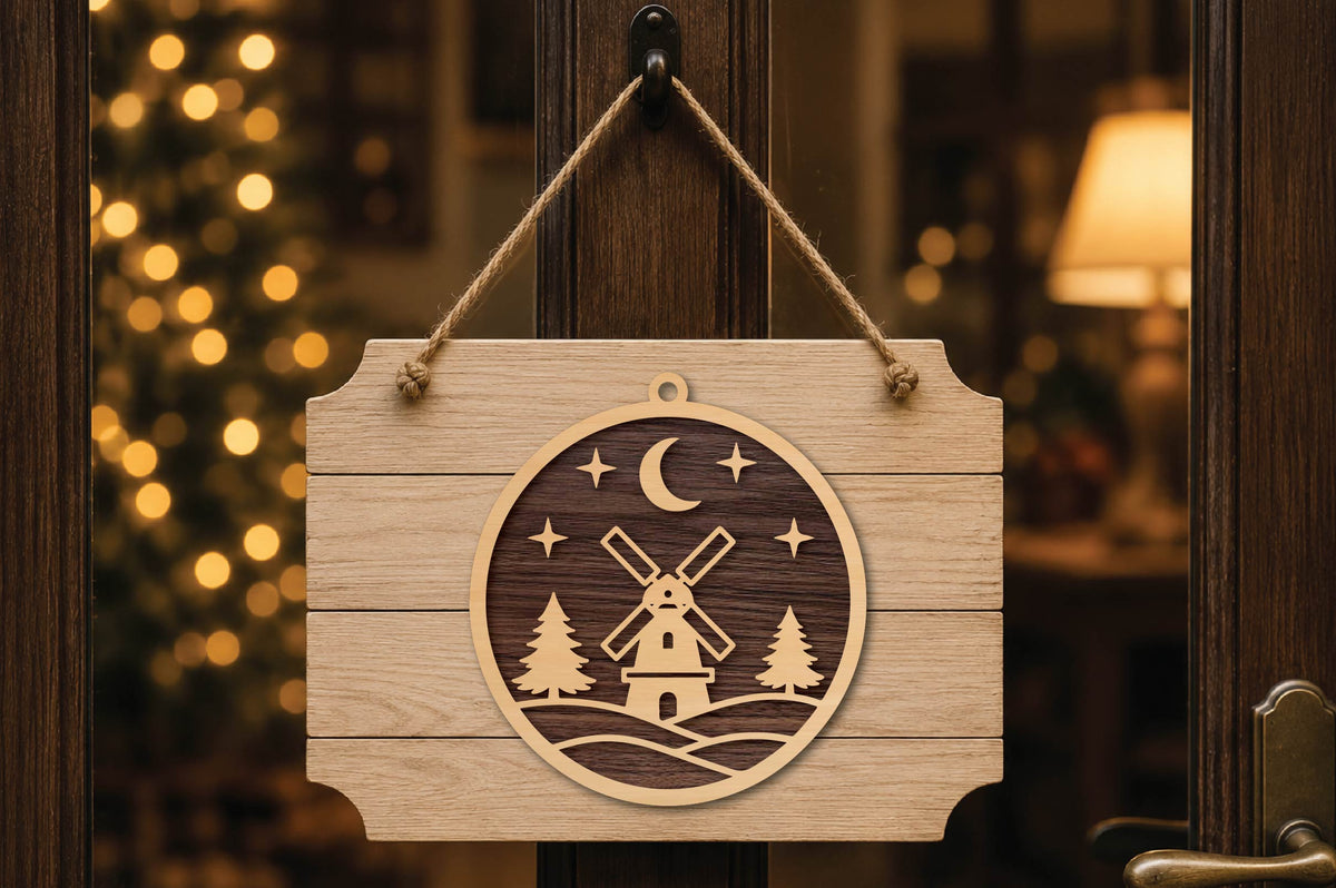 Winter Windmill Christmas Ornament Laser Cut SVG