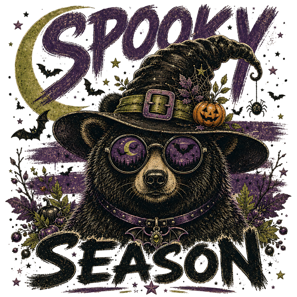 Witch Bear Halloween Season PNG