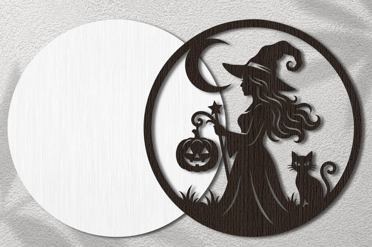 Witch Moon Halloween Sign Laser Cut SVG