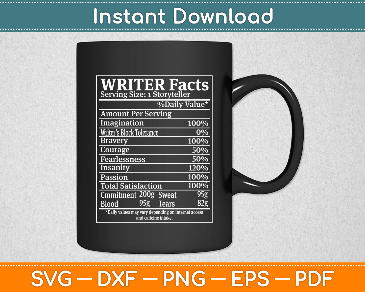 Writer Facts Storyteller Nutrition Information Svg Digital Cutting File