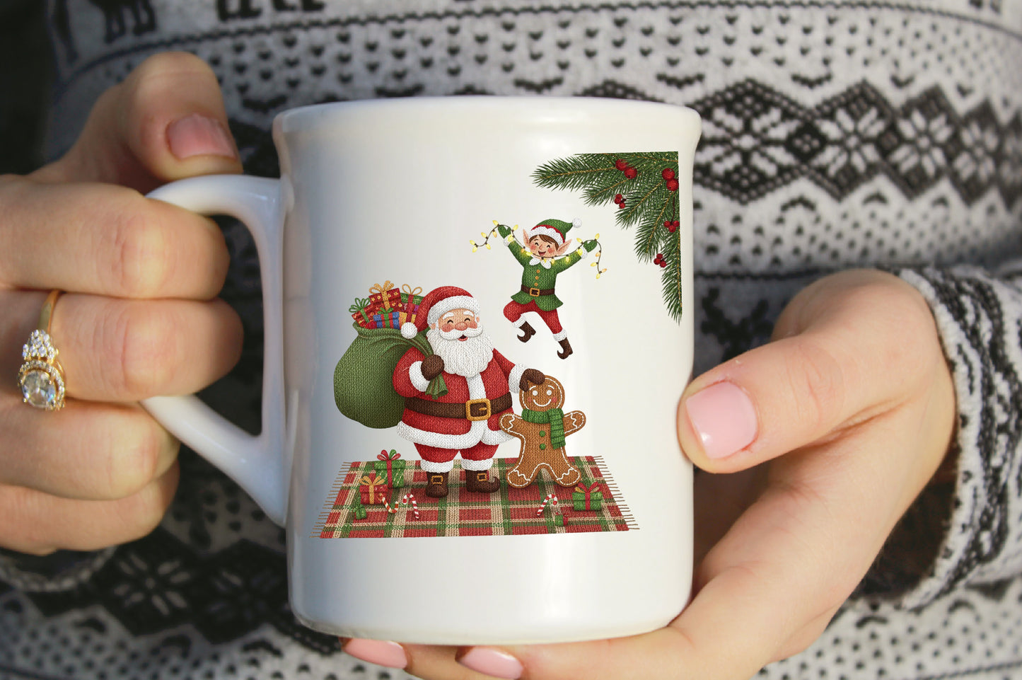Faux Yarn Crochet Santa Christmas PNG