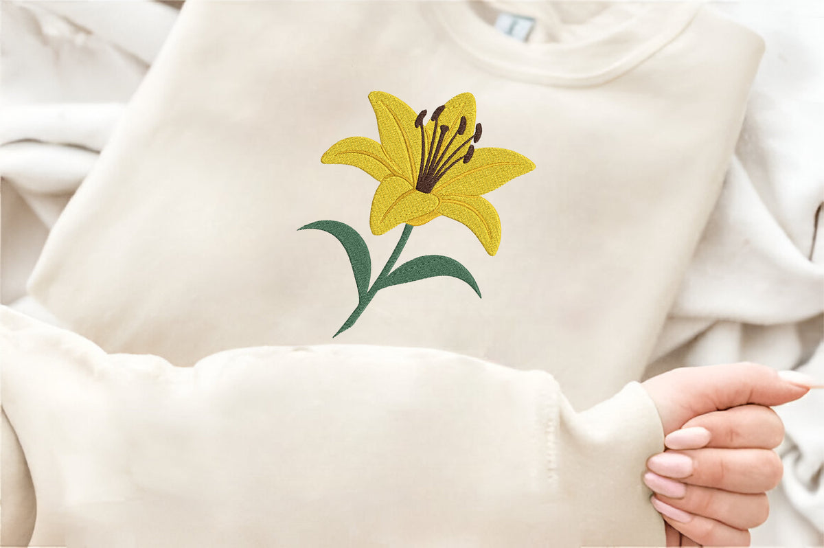 Yellow Lily Embroidery Design