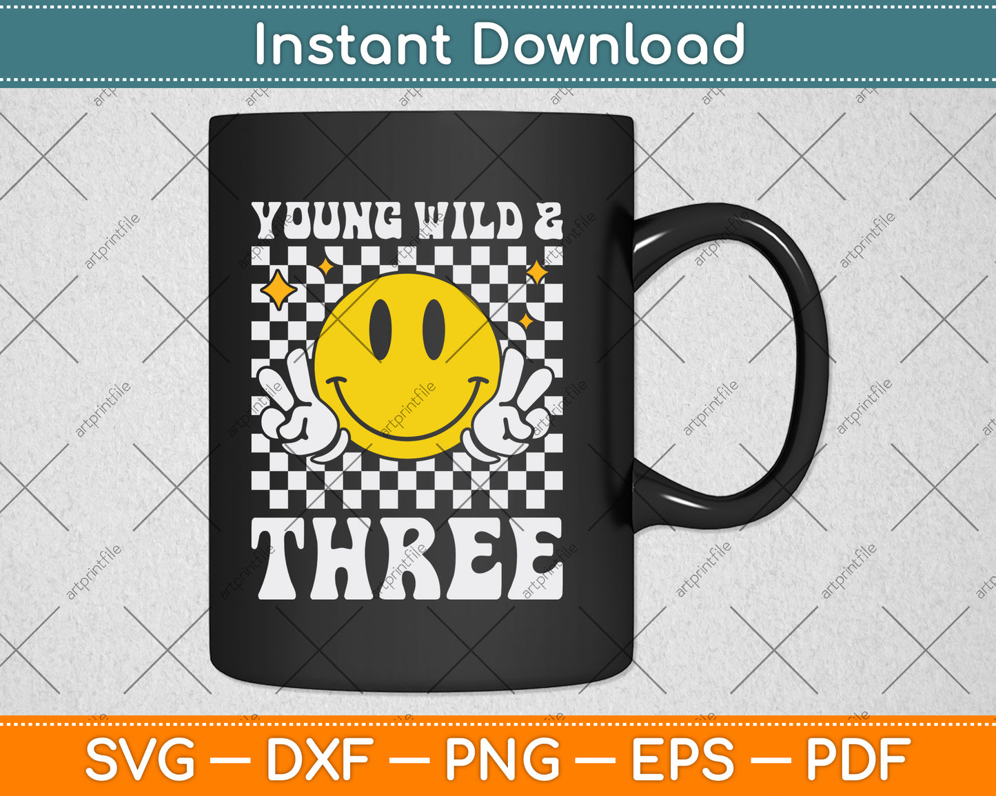 Young Wild and Three Gift Third Birthday Party Svg Digital Cutting File