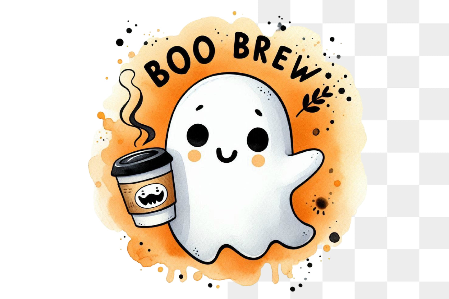 Boo Brew Ghost Halloween Coffee PNG Cute Spooky Sublimation