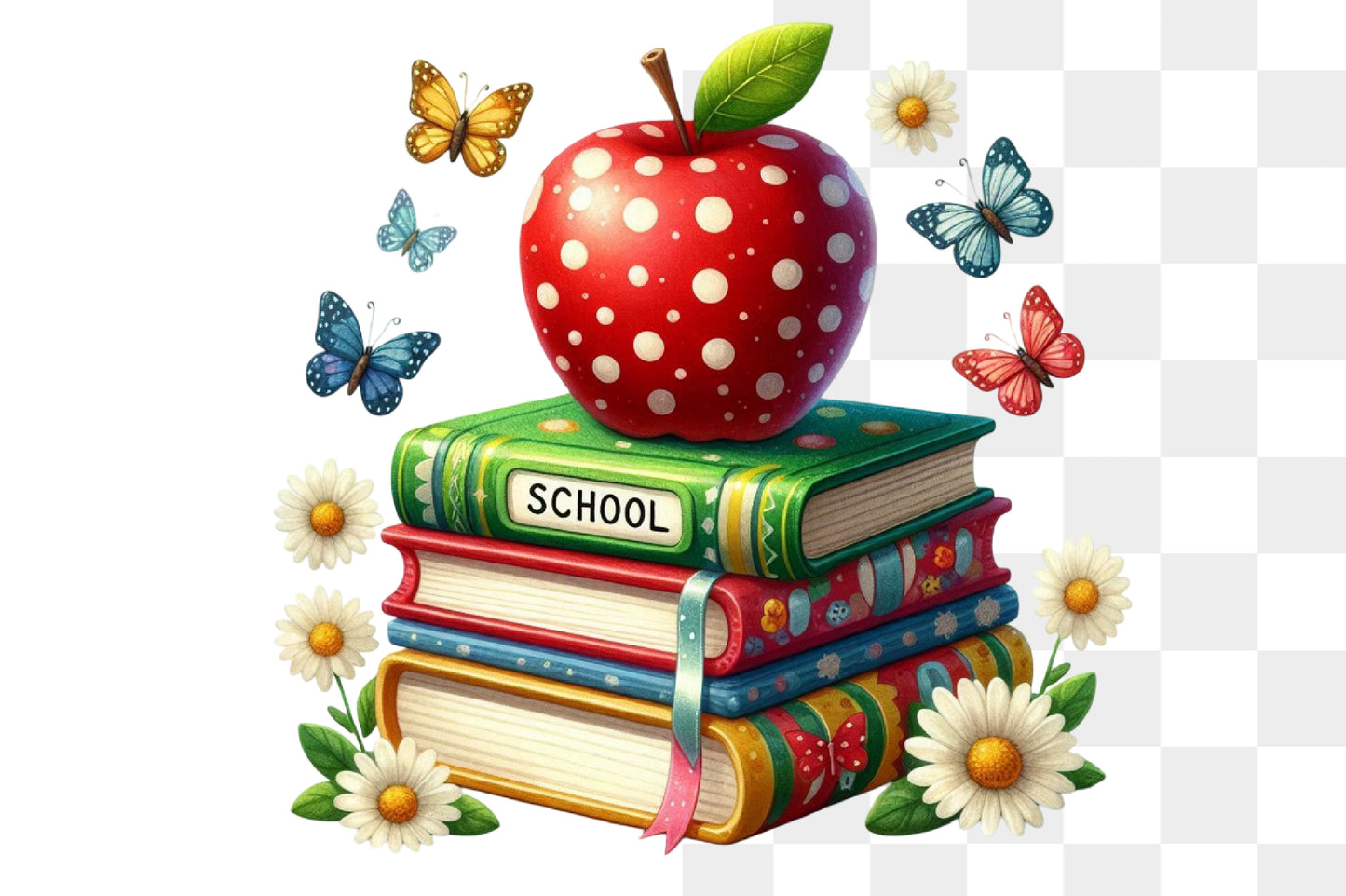Back to School Apple Books PNG