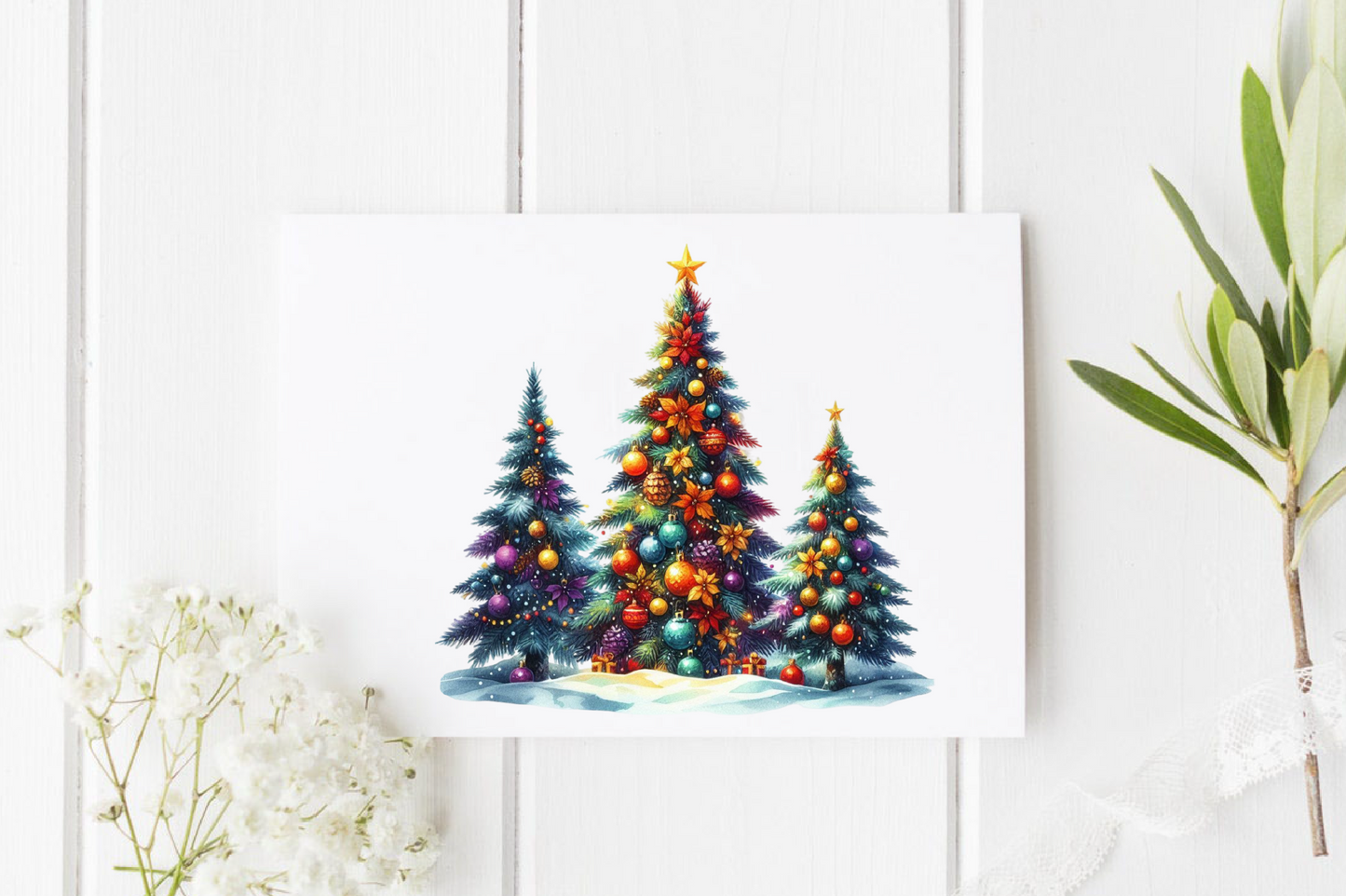 Colorful Christmas Trees PNG Bundle | Watercolor Christmas Tree Clipart, Rainbow Holiday Trees & Festive Christmas Sublimation
