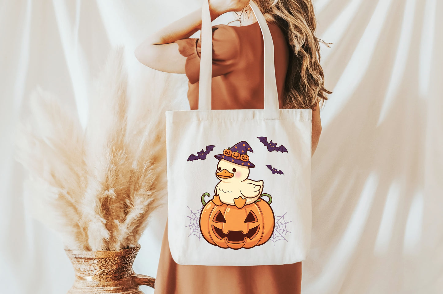 Cute Halloween Duck Pumpkin Witch Hat Bat PNG