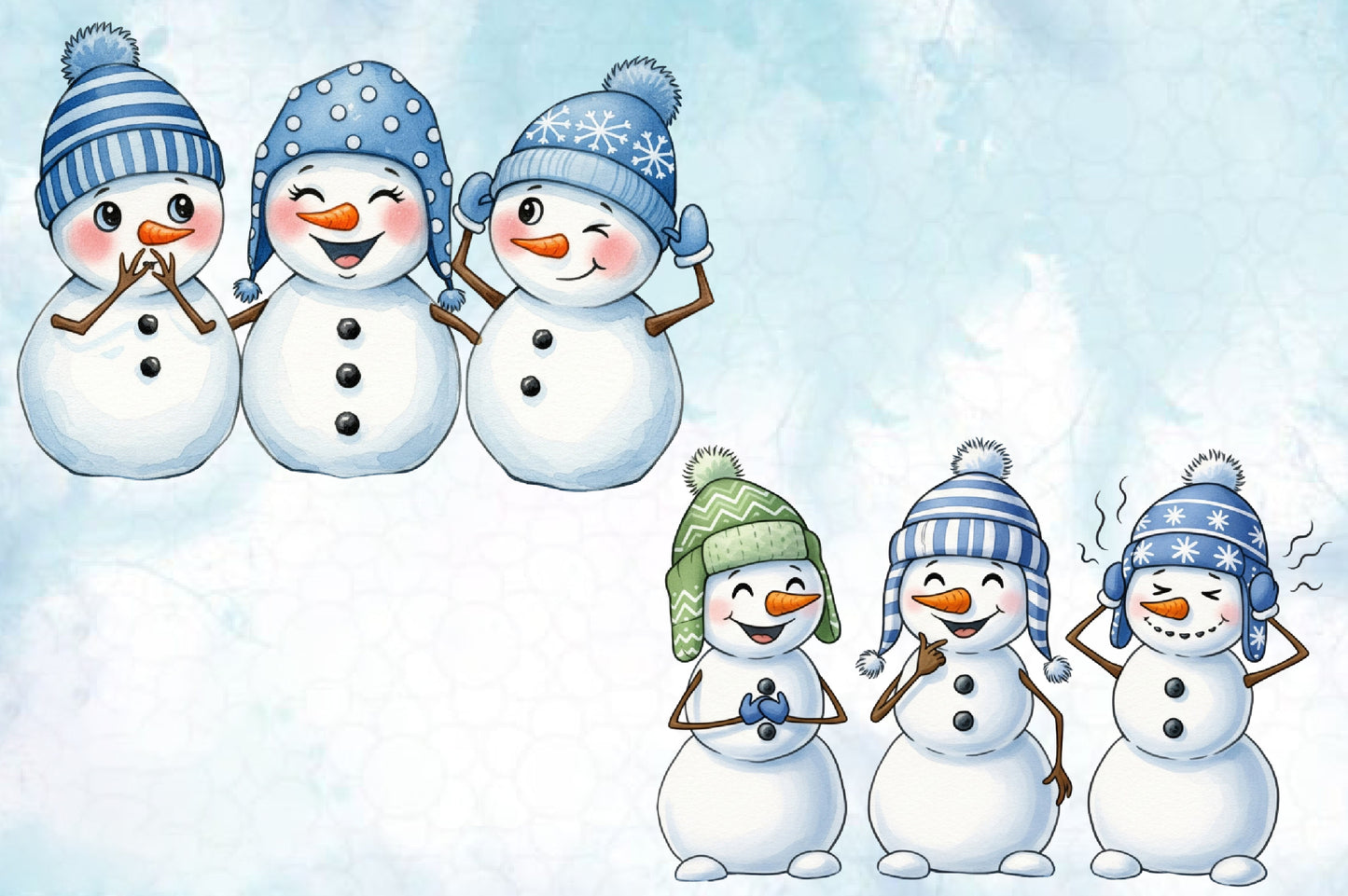 Christmas Snowman PNG Clipart Bundle | Watercolor Cute Christmas Snowman PNG | Festive Winter Snowman Sublimation