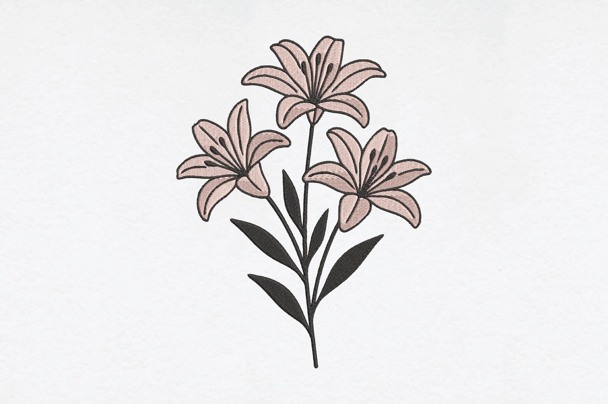 Elegant Lily Flower Embroidery Design