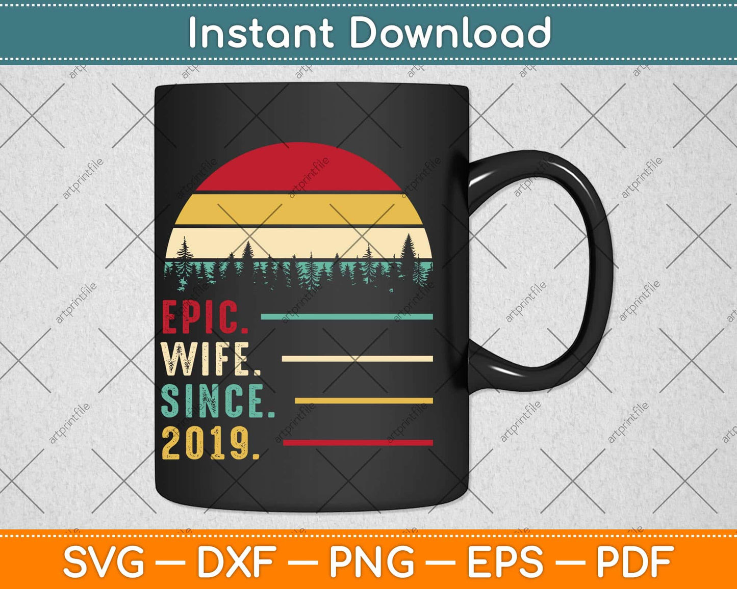 2nd Wedding Anniversary Gift for Her Epic Wife Since 2019 Svg Png Dxf File