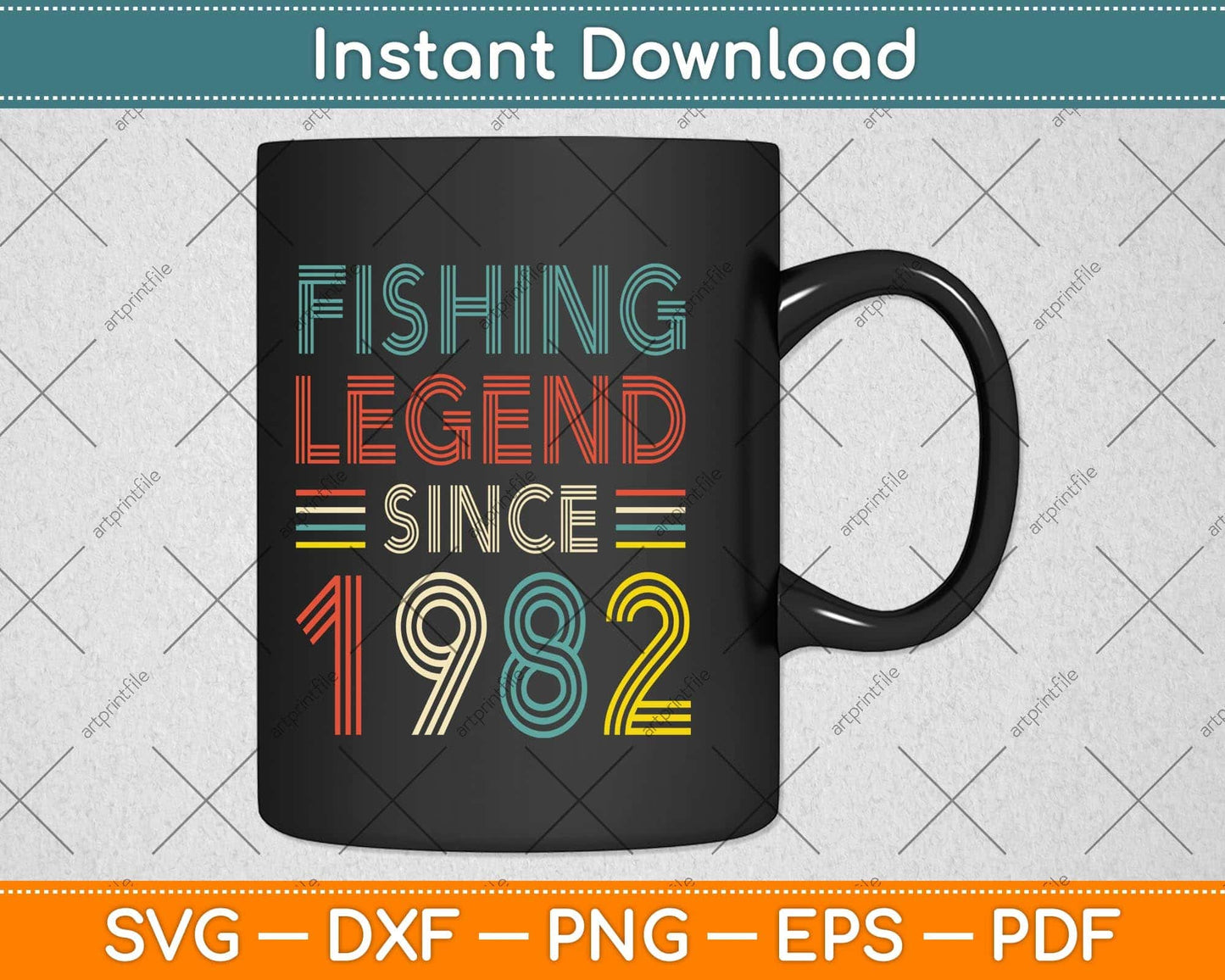 40th Birthday Fisherman Retro Vintage 1982 40 Years Fishing Svg Png Dxf Cutting File