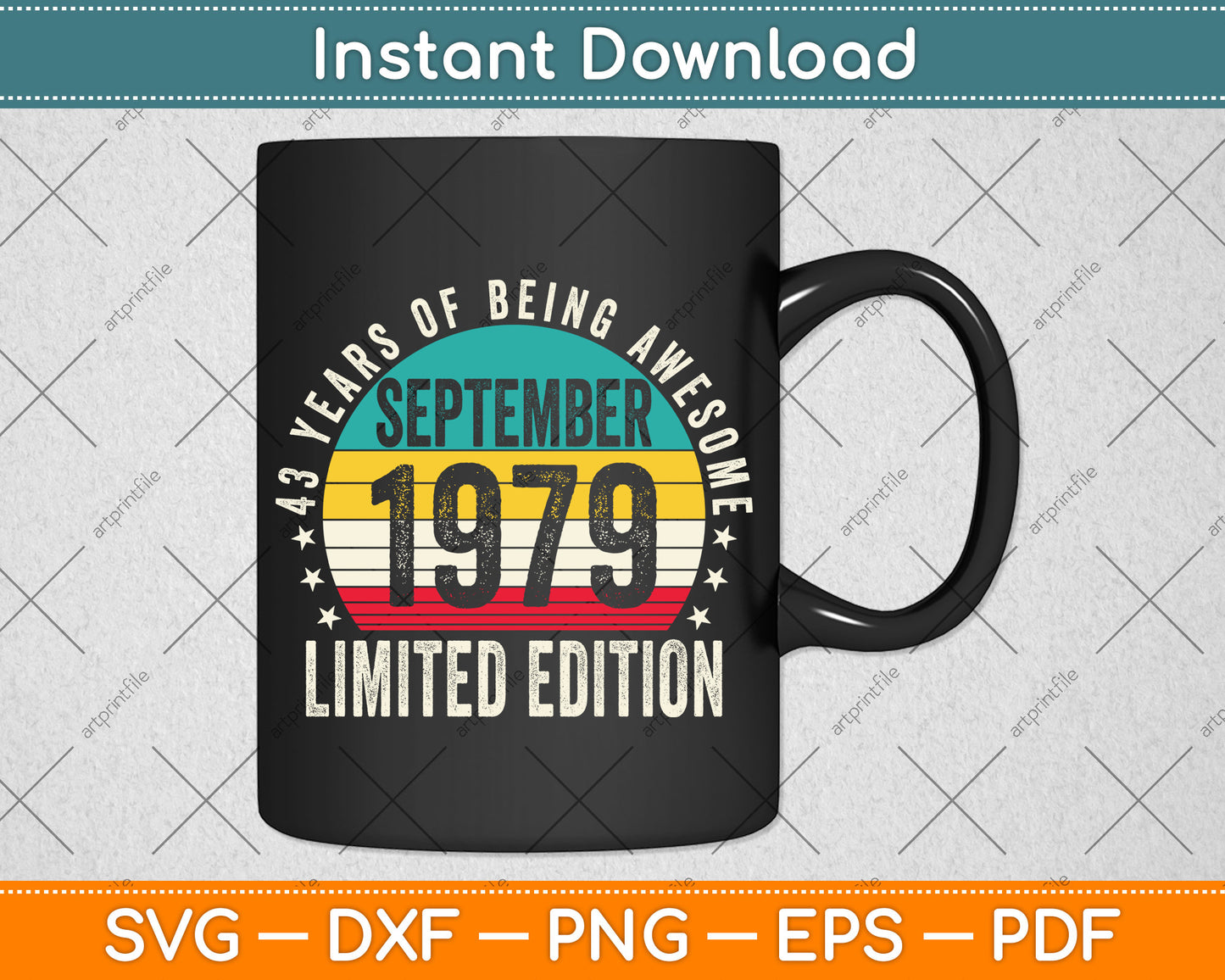 43 Years Old Gifts Vintage September 1979 43rd Birthday Svg Png Dxf Cutting File