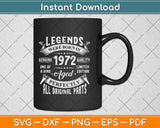 50th Birthday Gift Vintage Legends Where Born In 1972 50 Years Old Svg Cutting File