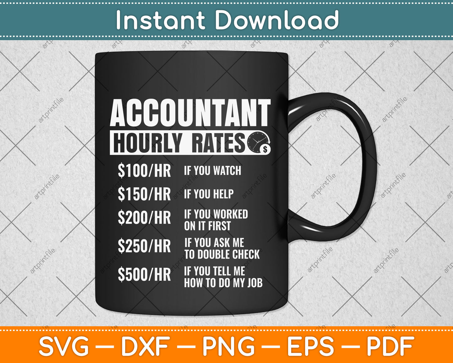 Accountant Hourly Rates Svg Png Dxf Digital Cutting File