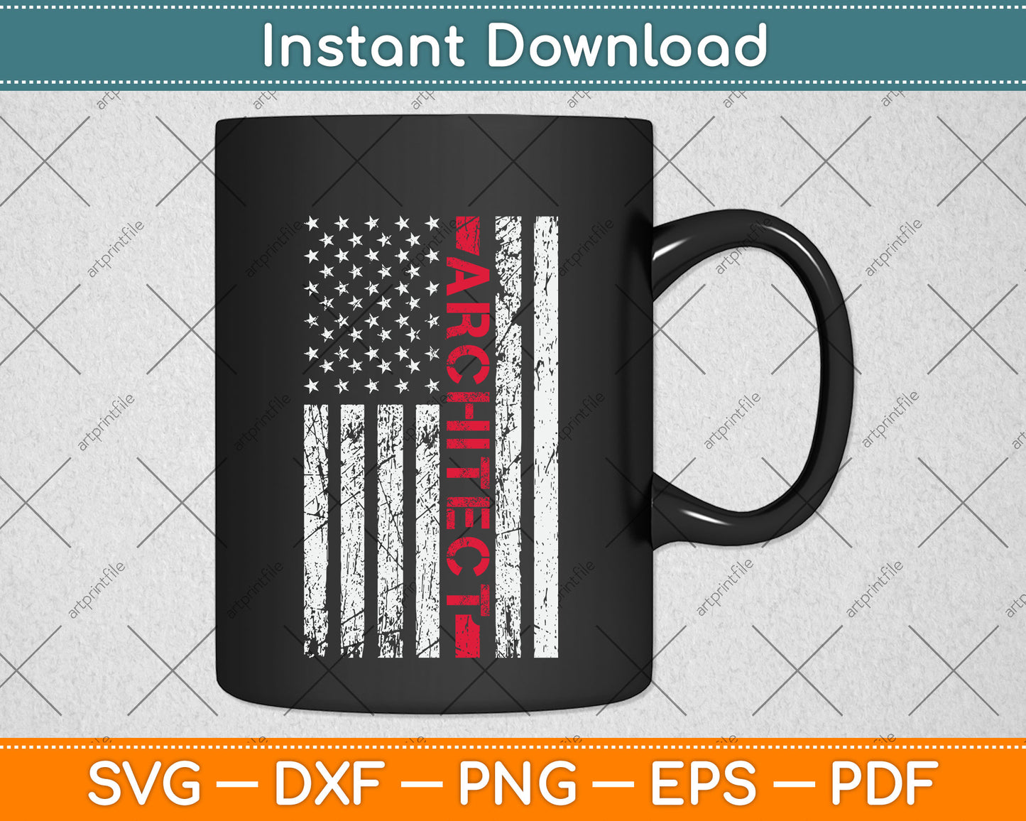 American Flag Architect Vintage Svg Png Dxf Digital Cutting File