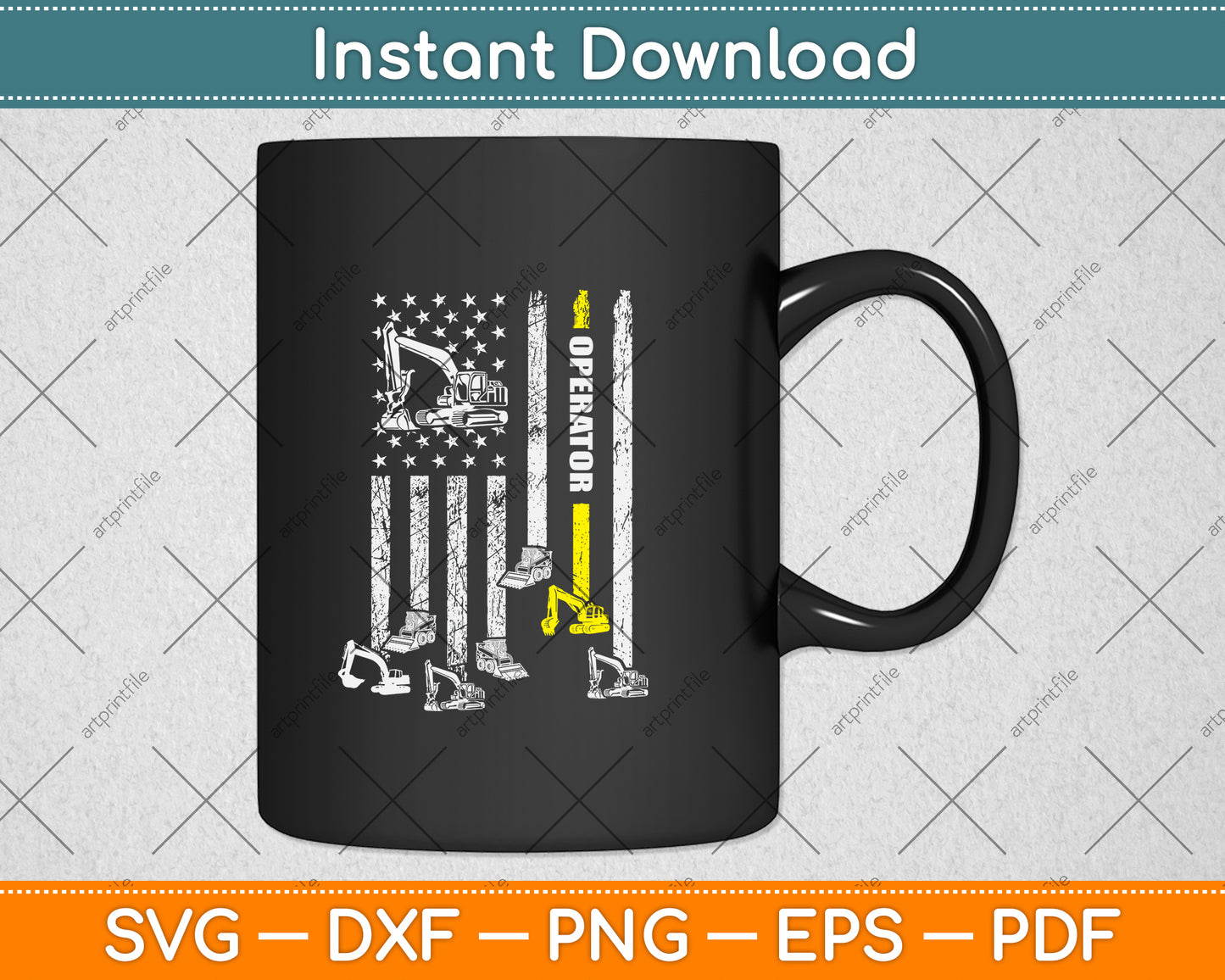 American Flag Heavy Equipment Operator Svg Png Dxf Digital Cutting File